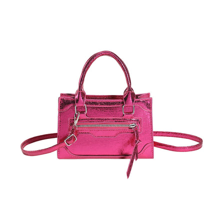 Women Fashionable Simple Solid Color Zipper Square Crossbody Bag