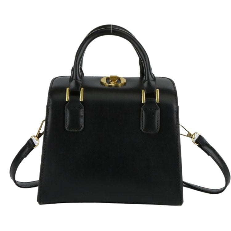 Women Fashion Solid Color Square PU Handle Shoulder Bag