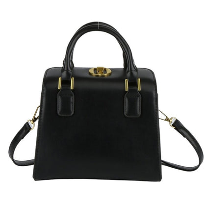 Women Fashion Solid Color Square PU Handle Shoulder Bag