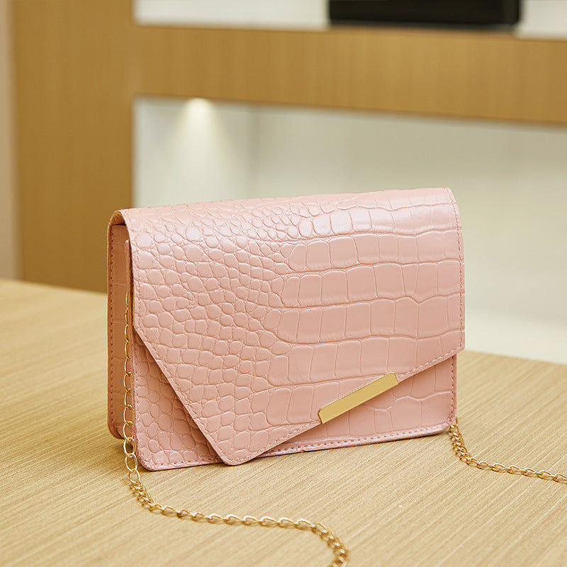 Women Fashion Solid Color PU Flap Square Chain Crossbody Bag