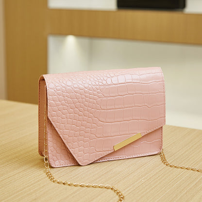 Women Fashion Solid Color PU Flap Square Chain Crossbody Bag