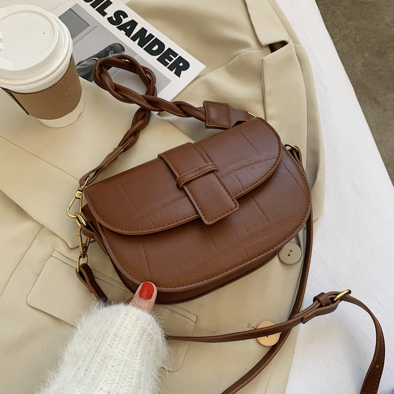 Simple Solid Color Clap Shoulder Bag