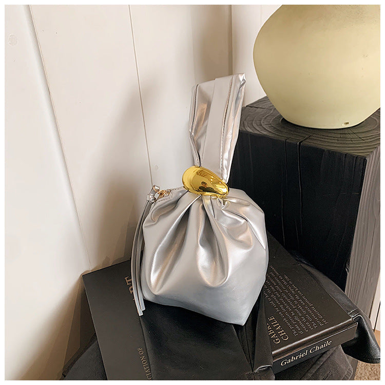 Sac seau plissé rétro créatif 