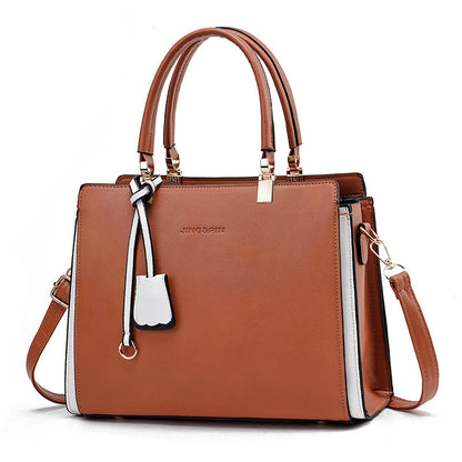 Women Fashion Square Large Capacity PU Handle Shoulder Bag