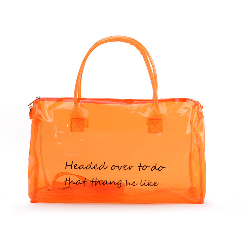 Fashion Transparent Candy Color Large Capacity Portable Travelling Plastic Bag