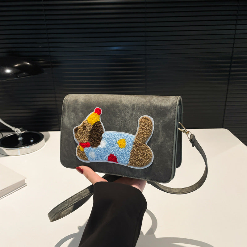 Sac à bandoulière carré brodé pour chien, tendance et créatif 