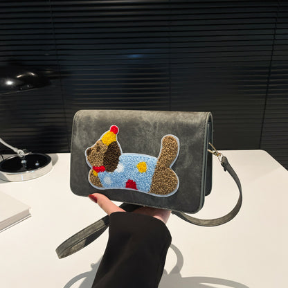 Sac à bandoulière carré brodé pour chien, tendance et créatif 