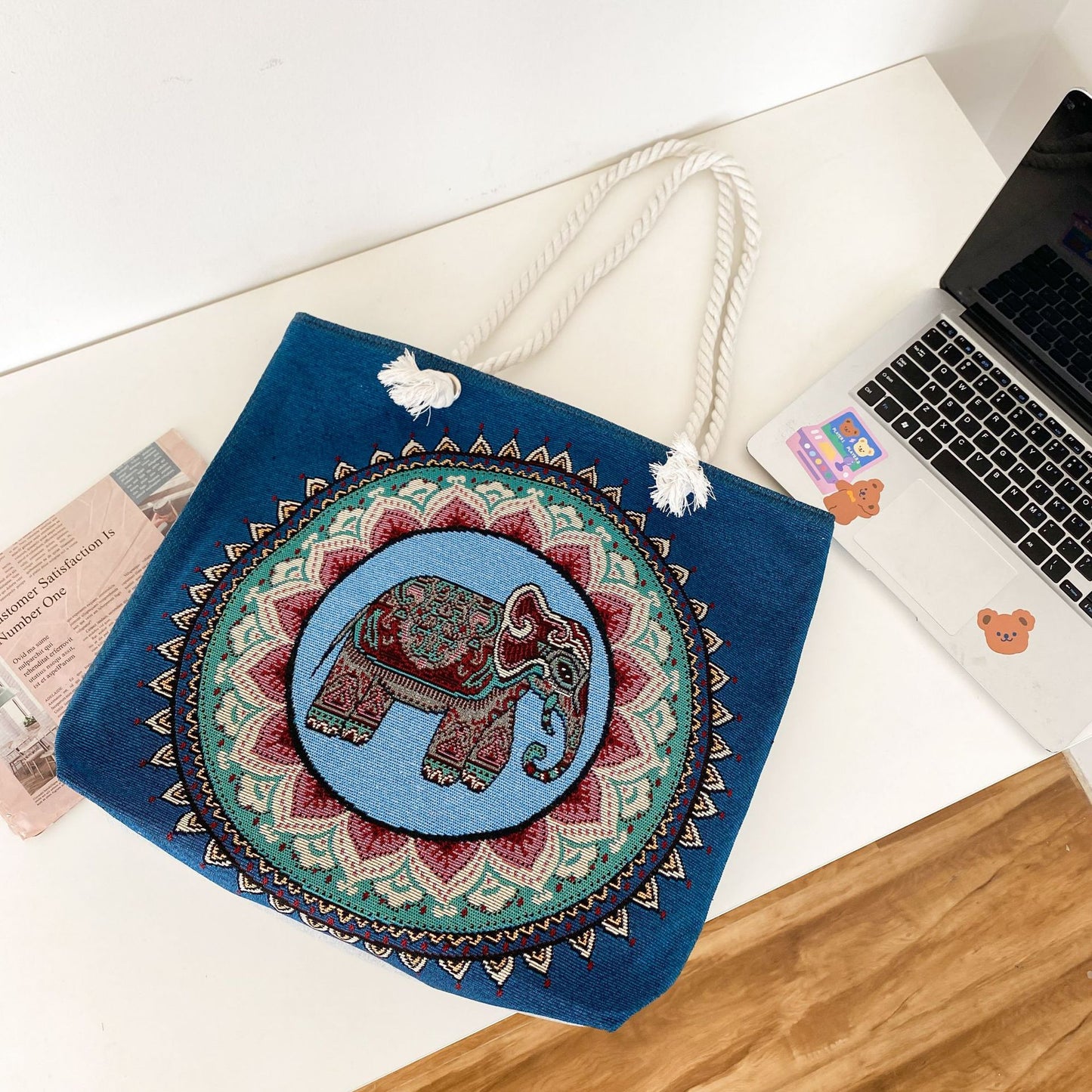 Sac à bandoulière brodé vintage de grande capacité 