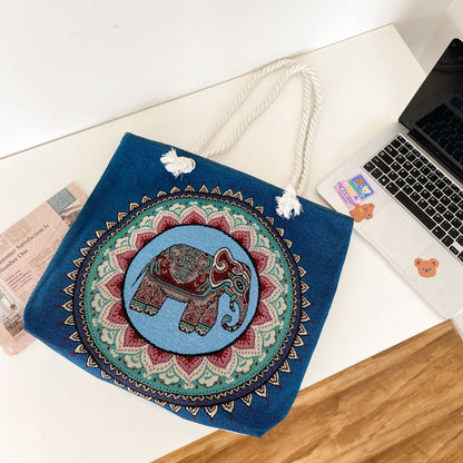 Sac à bandoulière brodé vintage de grande capacité 