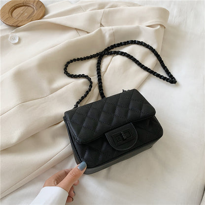 Women Casual Stitching Design Solid Color Quilted Crossbody Bag