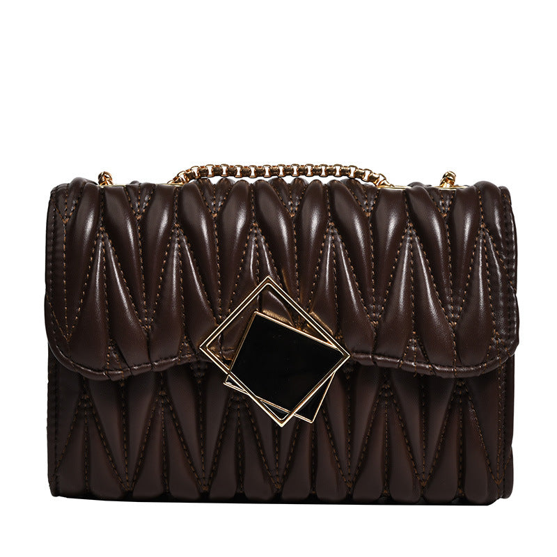 Fashion Solid Color Pleated Creasing Shoulder Bag