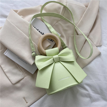Sac à bandoulière en PU avec nœud de couleur unie pour femme 