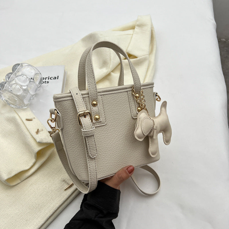 Women Fashion Cartoon Pony Pendant PU Handle Shoulder Bag