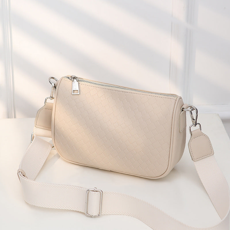 Women Fashion Casual Solid Color Rectangle Wide Strap Crossbody Bag