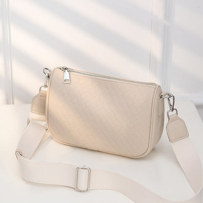 Women Fashion Casual Solid Color Rectangle Wide Strap Crossbody Bag