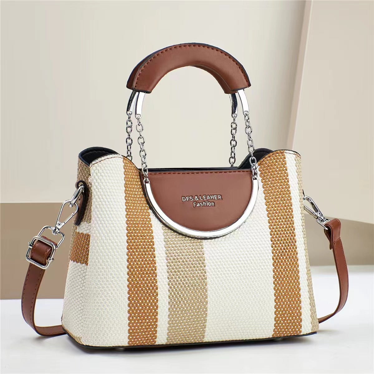 Sac à main carré tissé à blocs de couleurs pour femmes, grande capacité 