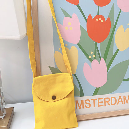 Mini sac à bandoulière en toile de couleur unie pour femme, simple et tendance, style macaron 