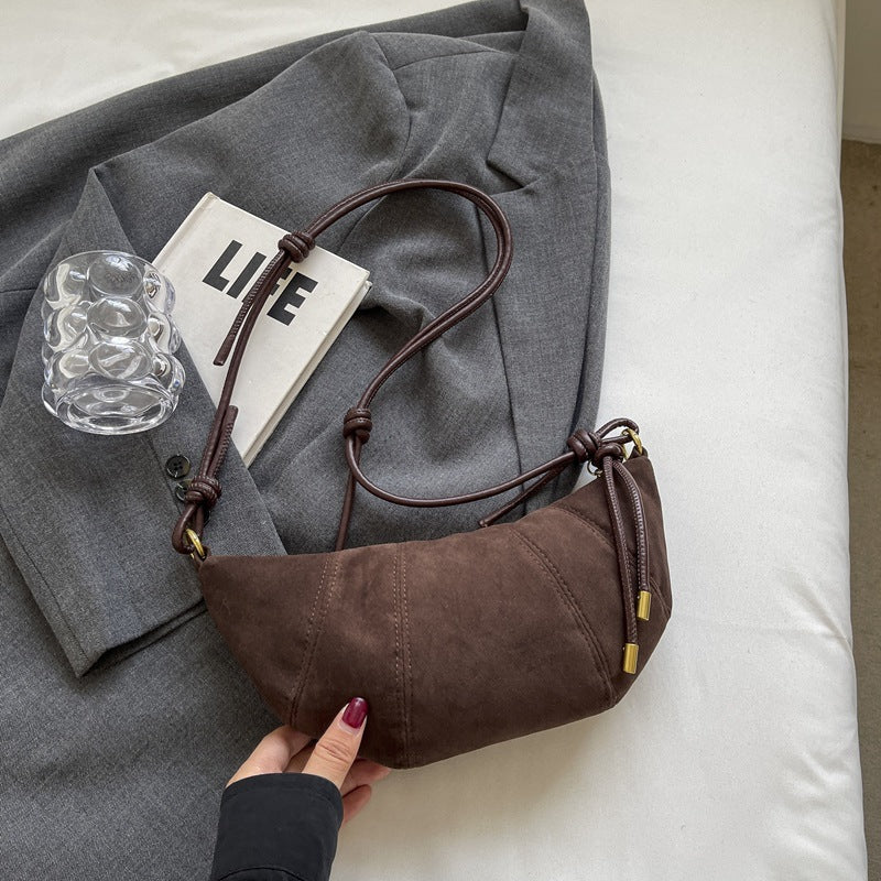 Sac à bandoulière rétro givré en forme de boulette pour femme, automne et hiver 