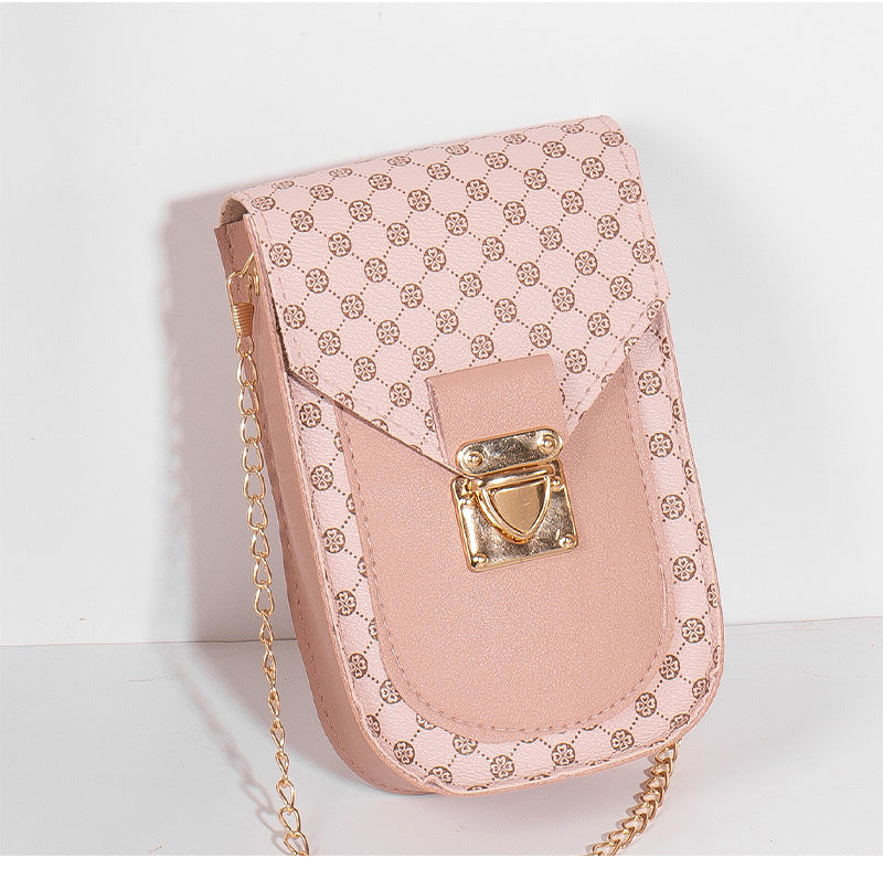 Women Fashion Flip Lock Rectangular Chain Crossbody Bag