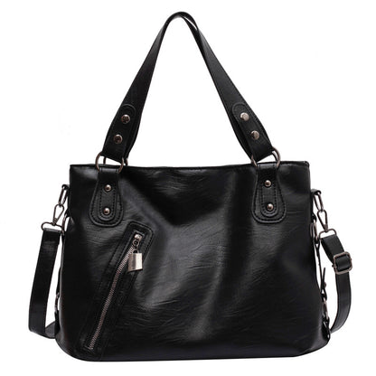 Women Fashionable Large Capacity Stud Zip PU Tote Bag