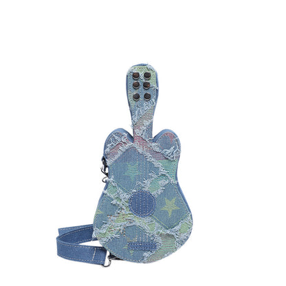 Sac à bandoulière en denim pour guitare, style créatif 