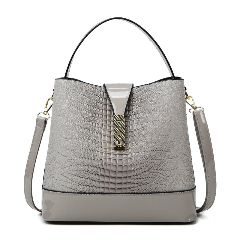 Sac à main décontracté simple à motif crocodile pour femme, couleur unie 