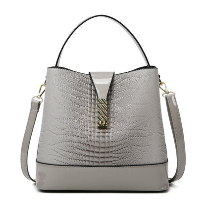 Sac à main décontracté simple à motif crocodile pour femme, couleur unie 