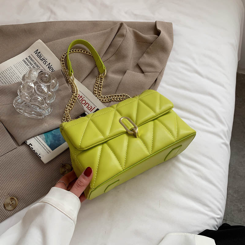 Sac à bandoulière en PU de couleur unie pour femme, design chic à rabat et boucle 