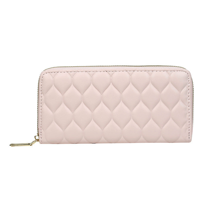Women Fashion Diamond Indentation Long Coin Purse