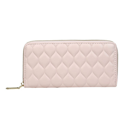 Women Fashion Diamond Indentation Long Coin Purse