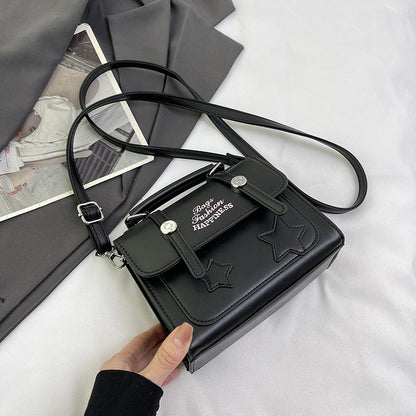 Women Fashion Casual Star Letter Print Flap Square Crossbody Bag