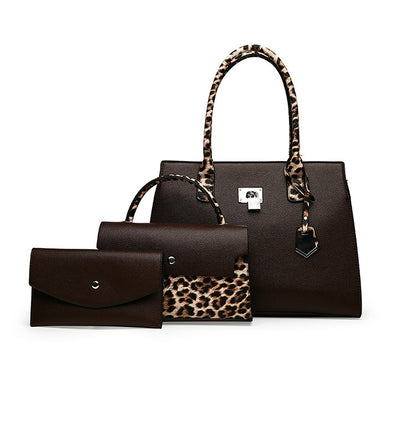 Women Fashion Casual Leopard Print 3-Piece Set Handbags