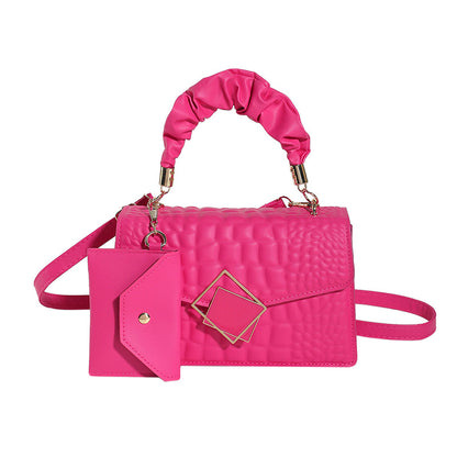 Fashion Solid Color Crocodile Embossed Shoulder Bag