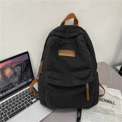 Canvas Neutral Casual Design Solid Color Large Capacity Backpack