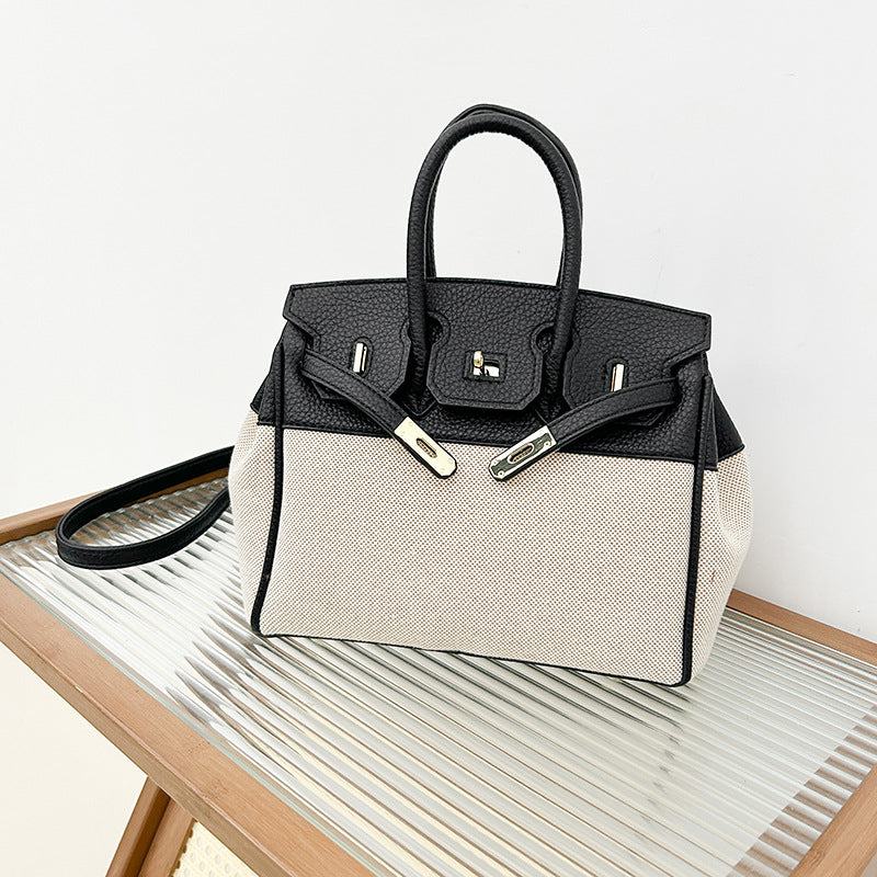 Sacs à main élégants en toile de grande capacité avec contraste de couleurs 