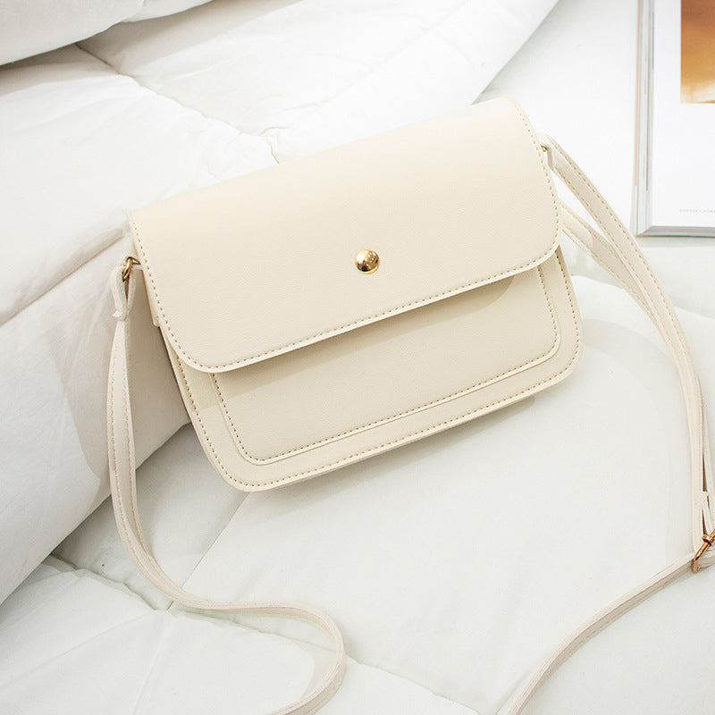 Women Casual Basic Flap Buckle Design Solid Color PU Crossbody Bag