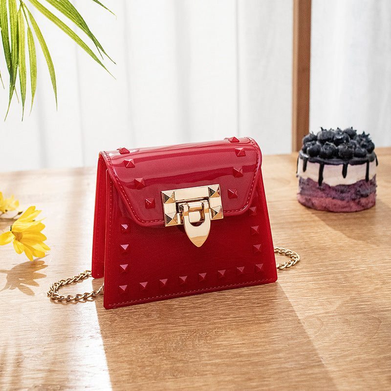 Women Fashion Rivet Chain Messenger Mini Bag