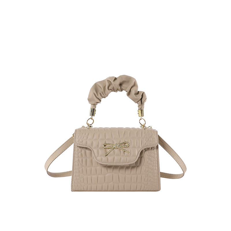 Sac à bandoulière carré tendance à motif pierre de couleur unie 