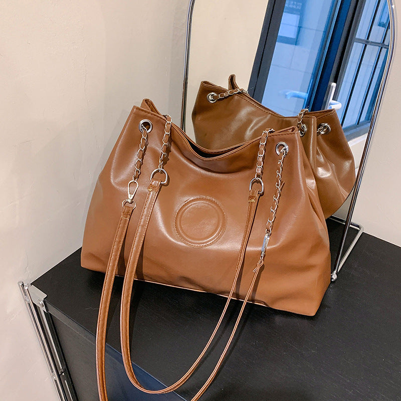 Sac à bandoulière en PU pour femme, style décontracté, vintage, simple, grande capacité 