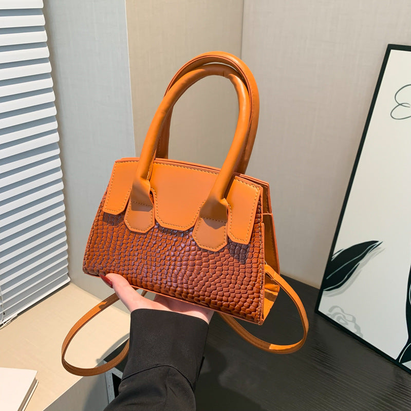 Sac à bandoulière tendance à motif pierre de couleur unie 