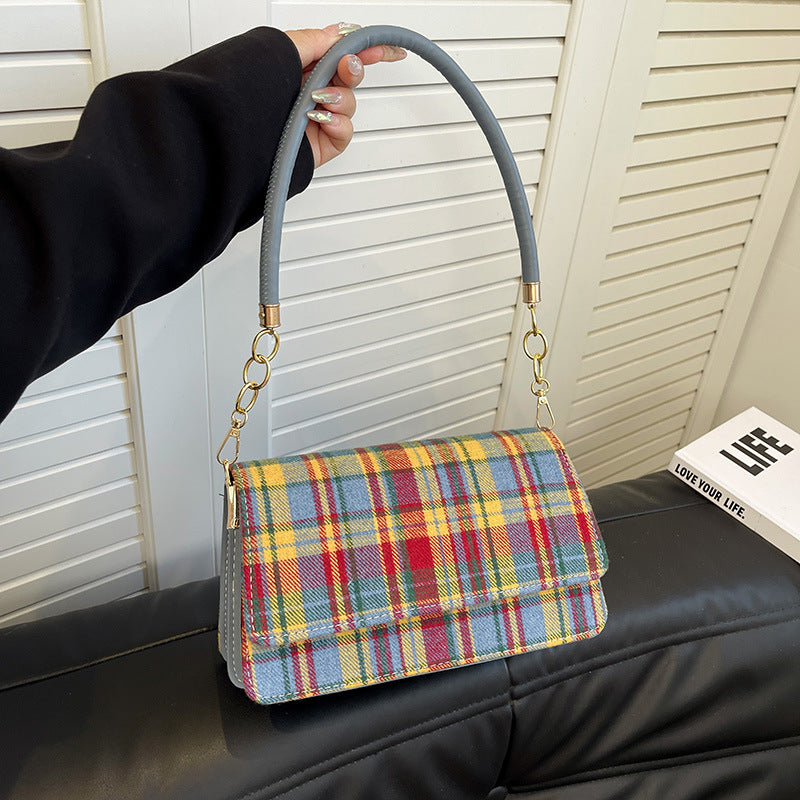 Sac à bandoulière carré à carreaux vintage 