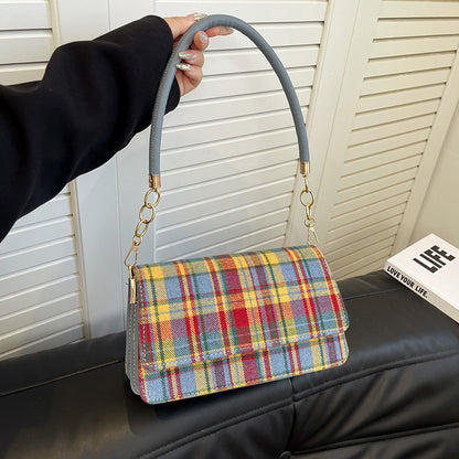 Sac à bandoulière carré à carreaux vintage 