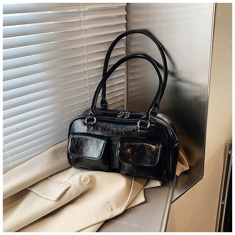 Sac à bandoulière décontracté rétro pour femme avec poches de grande capacité 