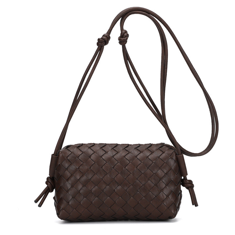 Women Fashion Solid Color Woven Diamond Square Crossbody Bag