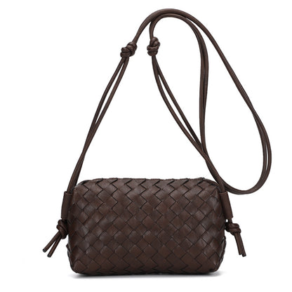 Women Fashion Solid Color Woven Diamond Square Crossbody Bag
