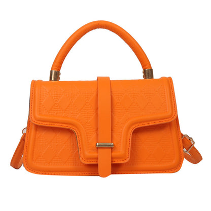 Sac à bandoulière carré en PU à rabat rhomboïde de couleur unie pour femme 