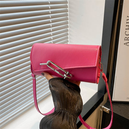 Sac à bandoulière tendance à boucle de couleur unie 