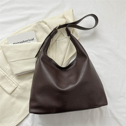 Women Fashion Retro Solid Color Large Capacity PU Tote Bag