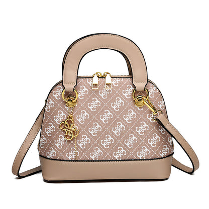 Women Fashionable Solid Color Zipper Metal Pendant Large Capacity Shoulder Crossbody Bag