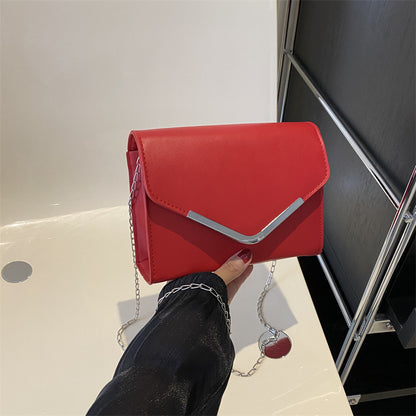 Women Fashion Solid Color Flip Square Chain Crossbody Bag